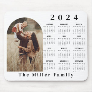 Mousepad 2024 Calendar boho moderno 1 foto preto branco