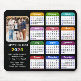 Mousepad 2024 Calendar Modern Black Family Photo Colorful