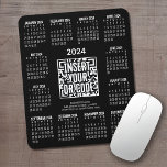 Mousepad 2024 Calendar with QR Code Contact Info Black<br><div class="desc">Add a logo or qr code with a 2024 calendar and room to add a few lines of text. The calendar surrounds your business branding. ---------You can change colors in the advanced design area------- A fun item for the New Year to use as a company giveaway. You can change colors...</div>