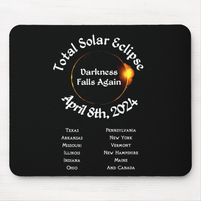 Mousepad 2024 Escuridão Eclipse Total Cai Novamente (Frente)