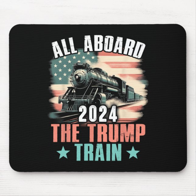 Mousepad 2024 Todos a Bordo do Trem do Trump 2024 Bandeira  (Frente)