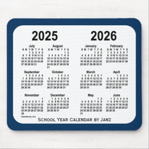 Mousepad 2025-2026 calendário azul da escola da caixa de
