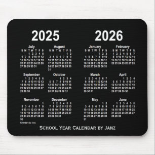 Mousepad 2025-2026 calendário branco de néon da escola po