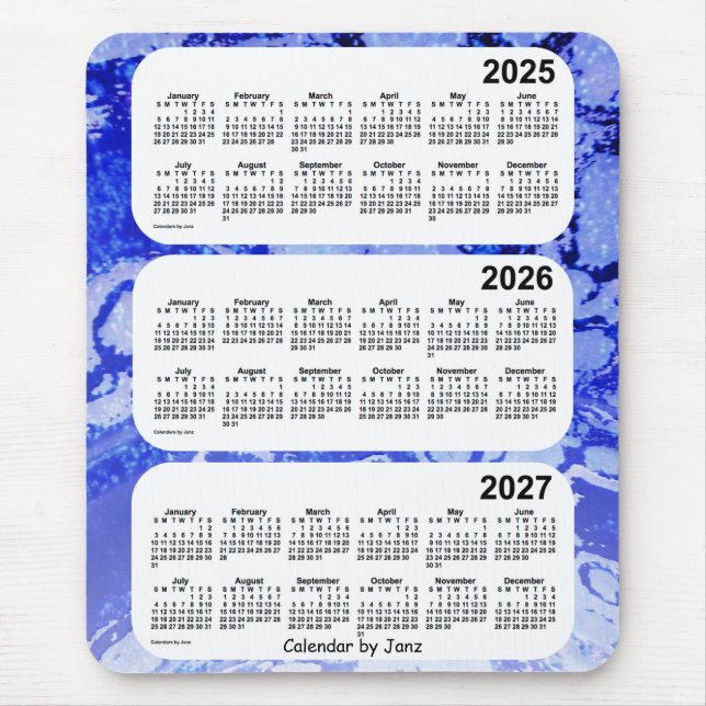 Mousepad 2025-2027 Blue Galaxy Calendar de 3 anos por Janz (Frente)