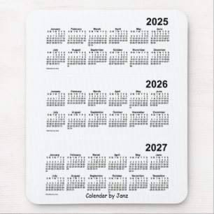 Mousepad 2025-2027 branco calendário de 3 anos por Janz