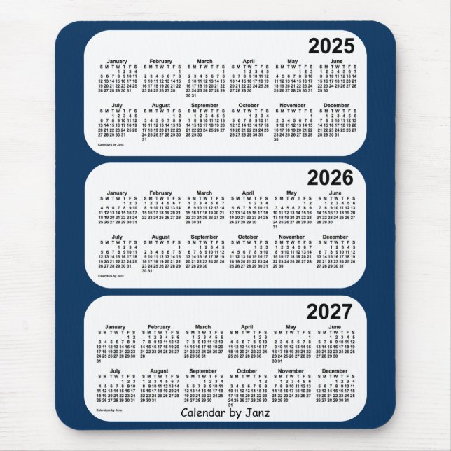Mousepad 2025-2027 Caixa de Polícia Calendário Azul de 3 An (Frente)