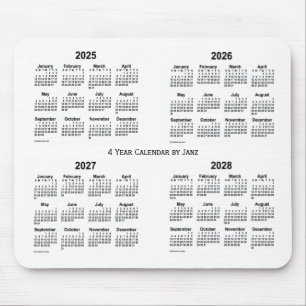 Mousepad 2025-2028 branco calendário de 4 anos por Janz