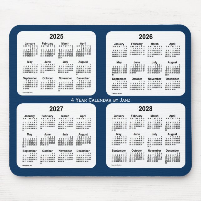 Mousepad 2025-2028 Caixa de Polícia Calendário Azul de 4 An (Frente)