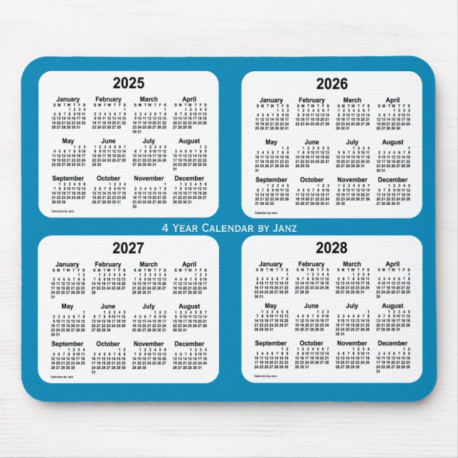 Mousepad 2025-2028 Steel Blue Calendário de 4 anos de Janz (Frente)
