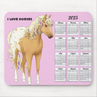 Mousepad 2025 Amo Calendário de Cavalos