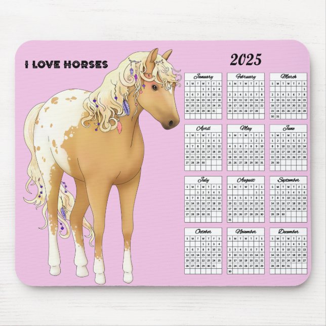 Mousepad 2025 Amo Calendário de Cavalos (Frente)