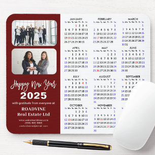 Mousepad 2025 Calendário Business 2 Foto Moderno Vermelho S