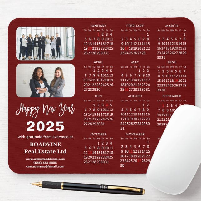 Mousepad 2025 Calendário Business 2 Foto Moderno Vermelho S (Criador carregado)