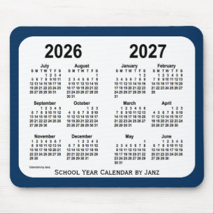 Mousepad 2026-2027 calendário azul da escola da caixa de