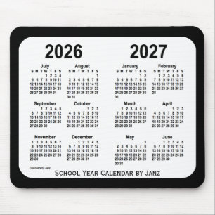 Mousepad 2026-2027 calendário preto e branco da escola por