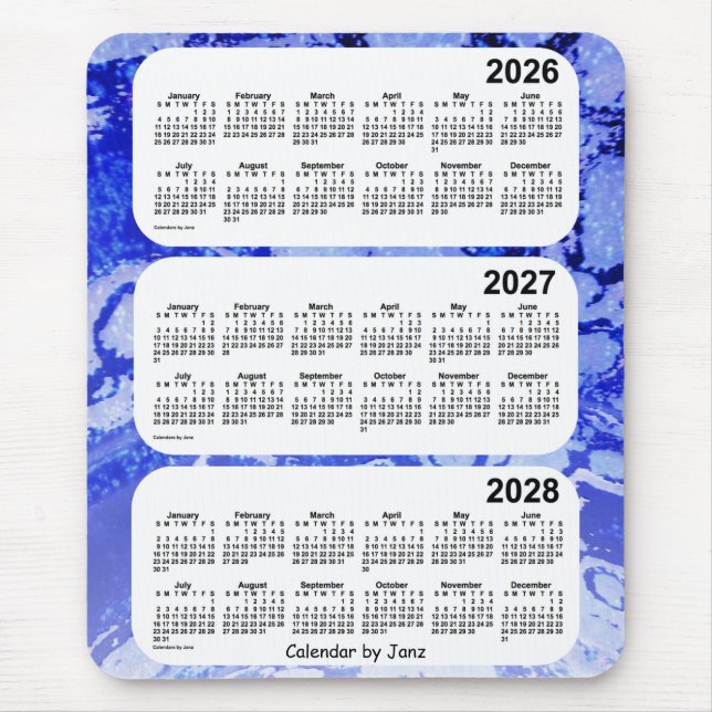 Mousepad 2026-2028 Blue Galaxy Calendar de 3 anos por Janz (Frente)