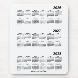 Mousepad 2026-2028 branco calendário de 3 anos por Janz