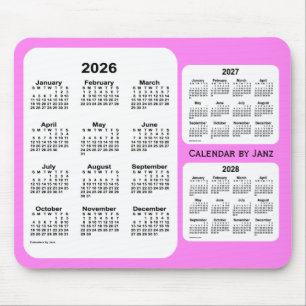 Mousepad 2026-2028 violeta calendário de 3 anos por Janz