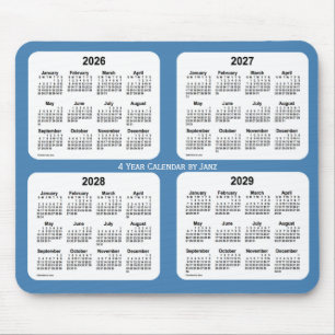 Mousepad 2026-2029 azul de aço calendário de 4 anos por