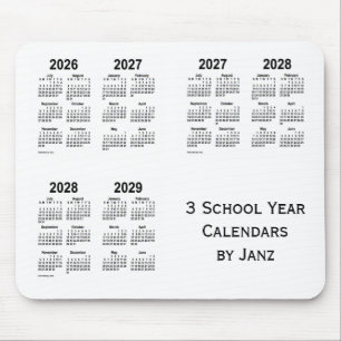 Mousepad 2026-2029 calendários do ano escolar do branco 3
