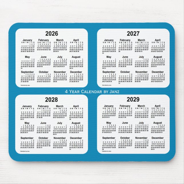 Mousepad 2026-2029 Steel Blue Calendário de 4 anos de Janz (Frente)