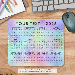 Mousepad 2026 Calendar Rainbow Glitter