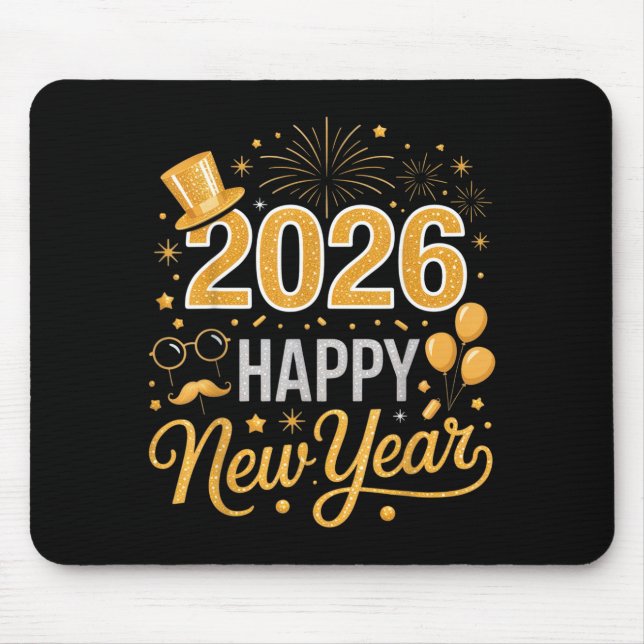 Mousepad 2026 Happy New Year Celebration For Party Enthusia (Frente)
