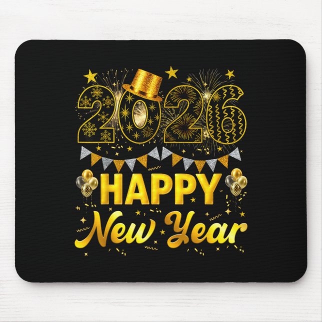 Mousepad 2026 Happy New Year Celebration Party Fire Work Me (Frente)