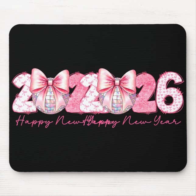 Mousepad 2026 Happy New Year Nk Coquette Preppy Disco Girly (Frente)