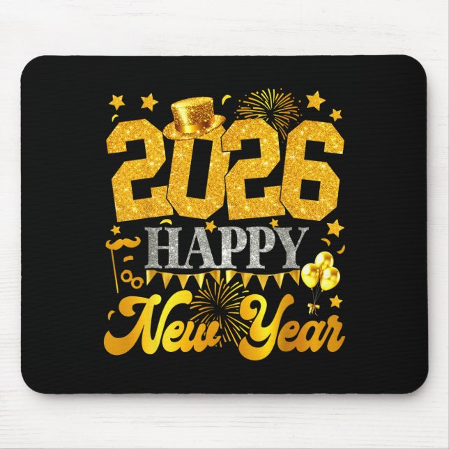 Mousepad 2026 Happy New Year Party Fireworks New Years Eve  (Frente)