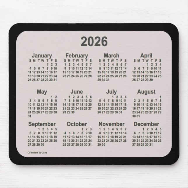 Mousepad 2026 La Boca no calendário preto por Janz Dois Ton (Frente)