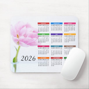 Mousepad 2026 Linda Penitência Rosa Calendário Floral