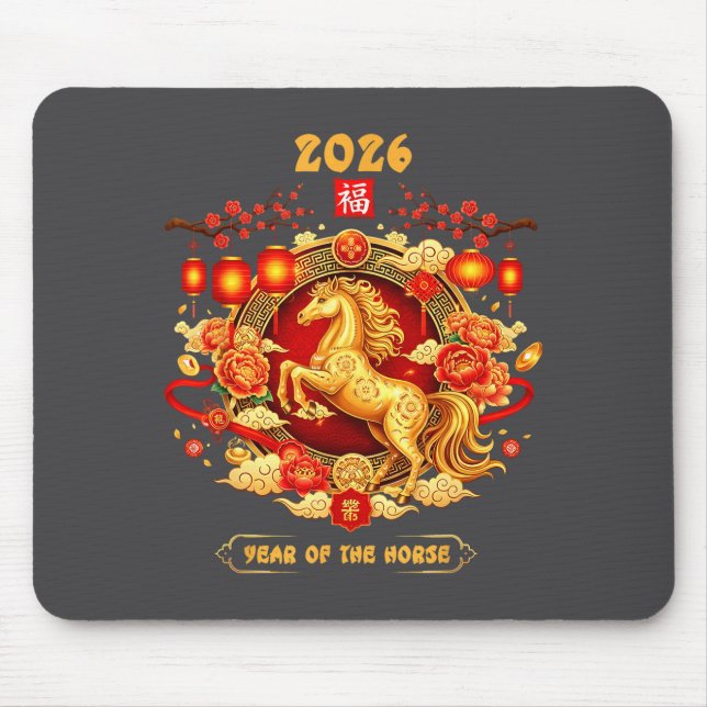 Mousepad 2026 Year Of The Horse Chinese Zodiac Art  (Frente)
