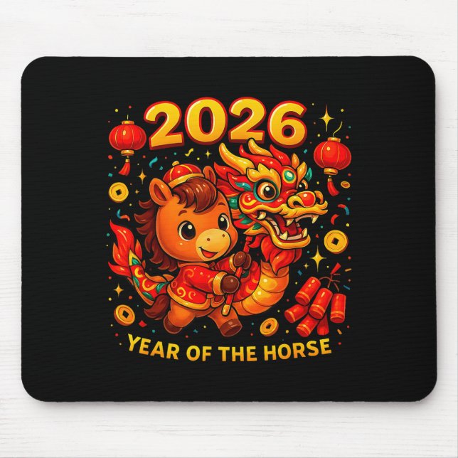 Mousepad 2026 Year Of The Horse Cute Lunar Newyear Art  (Frente)