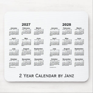 Mousepad 2027-2028 branco calendário de 2 anos por Janz