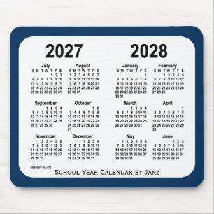 Mousepad 2027-2028 calendário azul da escola da caixa de