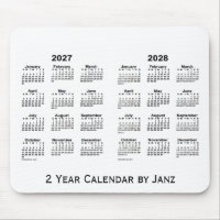 2027-2028 Calendário Branco de 2 Anos por Janz Mou