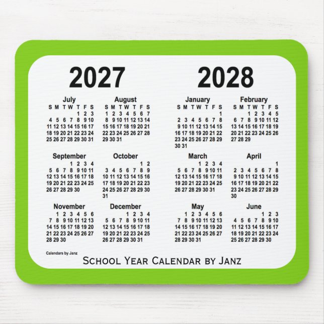 Mousepad 2027-2028 Calendário da Escola Verde Amarela de Ja (Frente)