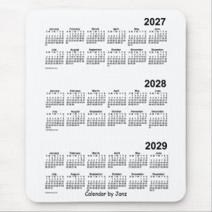 Mousepad 2027-2029 branco calendário de 3 anos por Janz