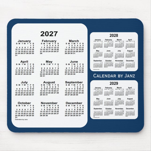 Mousepad 2027-2029 Caixa de Polícia Calendário Azul de 3 An (Frente)