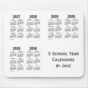 Mousepad 2027-2030 calendários do ano escolar do branco 3