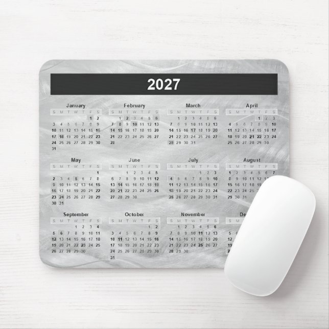 Mousepad 2027 Calendar Wavy Brushed Steel Abstract (Com mouse)