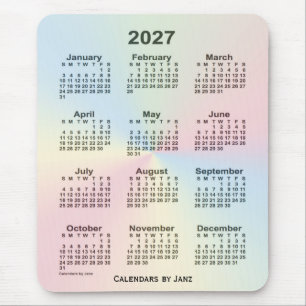Mousepad 2027 Rainbow Cloud Calendar by Janz