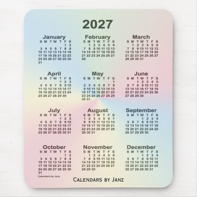 Mousepad 2027 Rainbow Cloud Calendar by Janz (Frente)