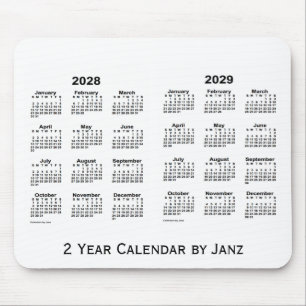 Mousepad 2028-2029 branco calendário de 2 anos por Janz