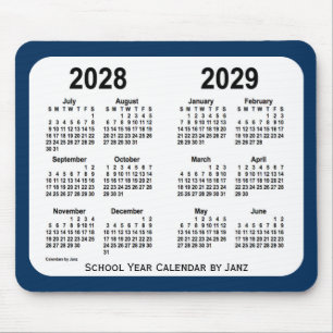 Mousepad 2028-2029 calendário azul da escola da caixa de