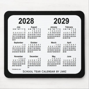 Mousepad 2028-2029 calendário preto e branco da escola por