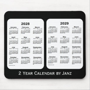 Mousepad 2028-2029 calendário preto e branco de 2 anos por