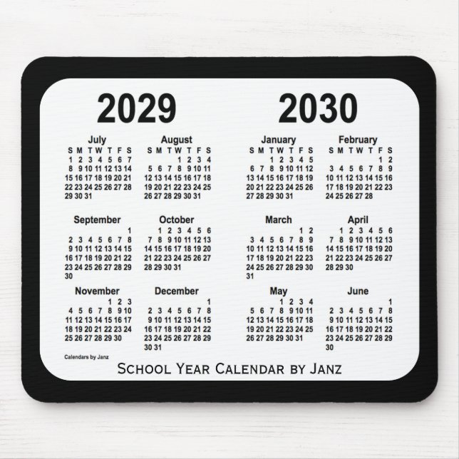 Mousepad 2029-2030 Calendário das Escolas Negra e Branca de (Frente)