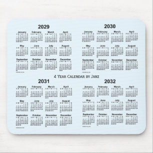 Mousepad 2029-2032 Alice Blue 4 Year Calendar